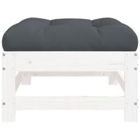 Tuinvoetenbanken met kussens 2 st massief grenenhout wit - thumbnail