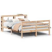 Bedframe met hoofdbord massief grenenhout wit 140x200 cm - thumbnail