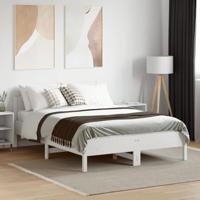 Bedframe met hoofdbord massief grenenhout wit 135x190 cm - thumbnail