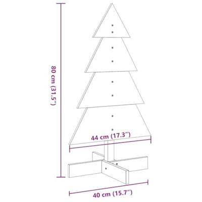 Kerstdecoratie kerstboom 80 cm massief grenenhout wit - thumbnail