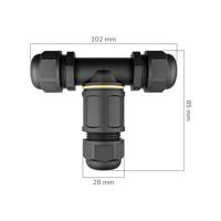 Kabelverbinder - T-vorm - IP68 waterdicht - Koppelstuk - Geschikt voor 4-12 mm kabeldikte - thumbnail