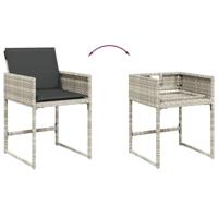 17-delige Tuinset met kussens poly rattan lichtgrijs - thumbnail