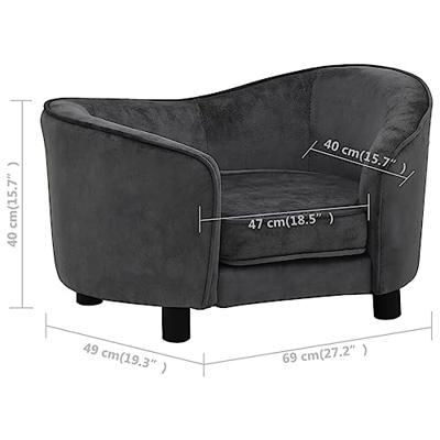 Hondenbank 69x49x40 cm pluche donkergrijs