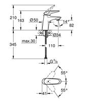 GROHE Eurostyle New waterbesparendes wastafelkraan M size met gesloten greep chroom 23715003 - thumbnail