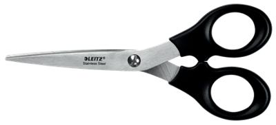 Leitz schaar, 16,5 cm, RVS, zwart, op blister