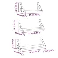 Wandplank Wandgemonteerd met opslag 3 pcs Rook Eik - thumbnail