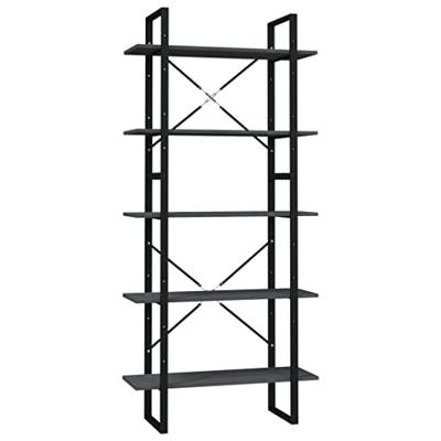 Boekenkast met 5 schappen 80x30x175 cm grenenhout grijs