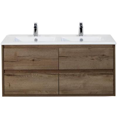 Porto Badmeubelset 120 cm - 4 Laden Tabacco - Keramische Wastafel Wit Slim