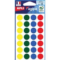 Agipa ronde etiketten in etui diameter 15 mm, geassorteerde kleuren, 140 stuks, 28 per blad - thumbnail