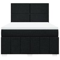 Boxspring met matras stof zwart 160x200 cm - thumbnail