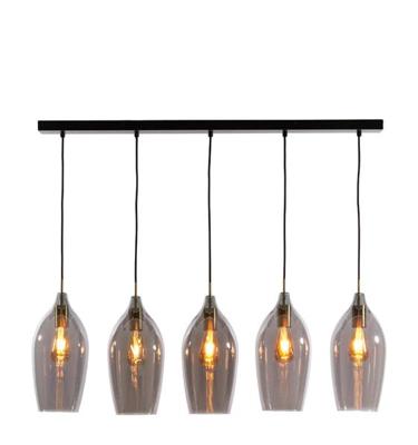 Light & Living Hanglamp 'Lukaro' 5-lamps, kleur Smoke/Antiek Brons Light & Living Hanglamp 'Lukaro' 5-lamps, kleur Smoke/Antiek Brons