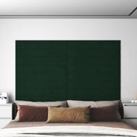 VidaXL Wandpanelen 12 st 1,62 m² 90x15 cm fluweel donkergroen - thumbnail