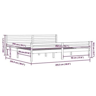 Bedframe zonder matras massief hout 200x200 cm