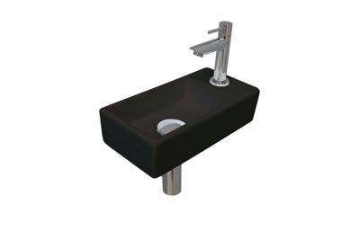 INK Versus Fonteinset - 36x18x9cm - wasbak links - porselein Mat zwart/chroom 1805312