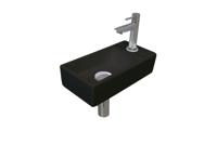 INK Versus Fonteinset - 36x18x9cm - wasbak links - porselein Mat zwart/chroom 1805312 - thumbnail