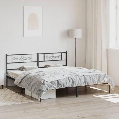 Bedframe met hoofdbord metaal zwart 183x213 cm Bedframe met hoofdbord metaal zwart 183x213 cm