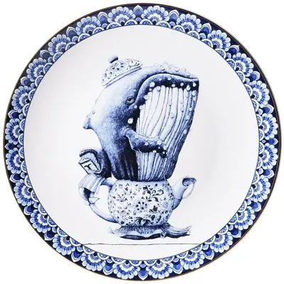 Heinen Delfts Blauw wandbord keramiek walvis 31cm delfts blauw