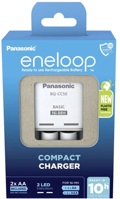 Panasonic Compact BQ-CC50 +2x eneloop AA Batterijlader NiMH AAA (potlood), AA (penlite)
