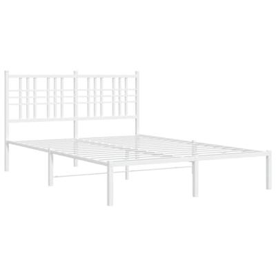 Bedframe met hoofdbord metaal wit 120x190 cm
