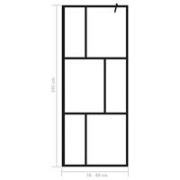 Inloopdouchewand 80x195 cm gehard glas zwart - thumbnail