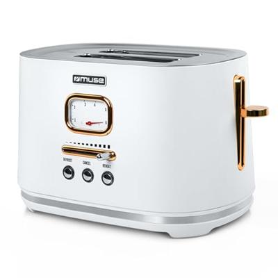 Muse MS-130W - Broodrooster, 1.000 W, wit/messing
