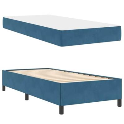 Bedframe met matras Donkerblauw en wit 90 x 200 cm Fluweel