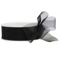 Organza lint 38mm x 25 meter zwart - thumbnail