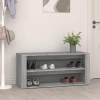 VidaXL Schoenenrek 100x35x45 cm bewerkt hout betongrijs - thumbnail