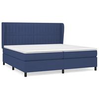 Boxspring met matras stof blauw 200x200 cm - thumbnail