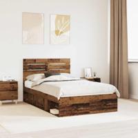 Bedframe met hoofdeinde Oudhout 135 x 190 cm Massief grenenhout - thumbnail
