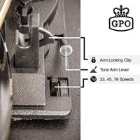 GPO Retro BERMUDAGRY Kofferplatenspeler met ingebouwde speakers op pootjes - thumbnail