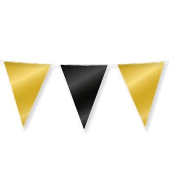 Folie Vlaggenlijn Goud/Zwart (10m)