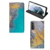 Samsung Galaxy S21 FE | Standcase | Marble Blue Gold - thumbnail