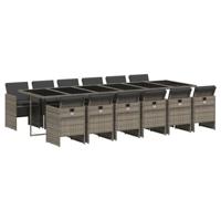 13-delige Tuinset met kussens poly rattan grijs - thumbnail