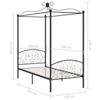Hemelbedframe metaal zwart 100x200 cm - thumbnail