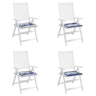 VidaXL Tuinstoelkussens 4 st gestreept 40x40x3 cm stof wit en blauw