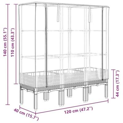 Plantenbak verhoogd met kashoes 120x40x140 cm rattanlook