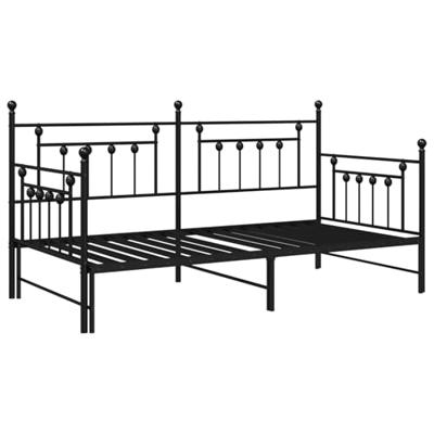 Bedframe voor een daybed met hoofdeinde Zwart 90 x 190 cm Staal