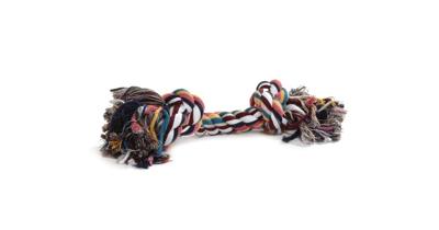 Flossytouw gekleurd met 2 knopen hondenspeelgoed - 300 gram
