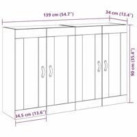 Wandkasten Set van 2 in Oud Hout 69,5 x 34 x 90 cm - Gefabriceerd Hout - thumbnail