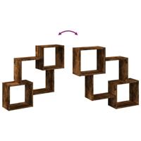 Wandkast 78x18x71 cm bewerkt hout gerookt eikenkleurig - thumbnail