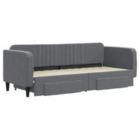 Slaapbank onderschuifbed en lades 80x200 cm fluweel donkergrijs - thumbnail
