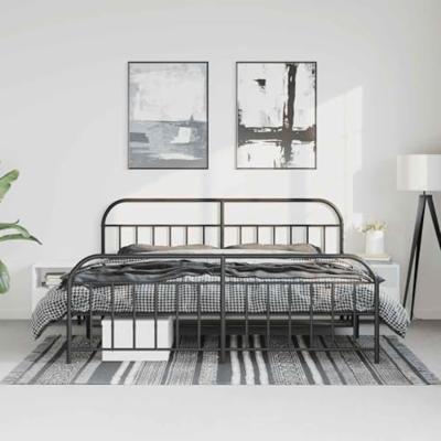 Bedframe met hoofd- en voeteneinde metaal zwart 183x213 cm