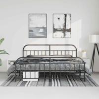 Bedframe met hoofd- en voeteneinde metaal zwart 183x213 cm - thumbnail