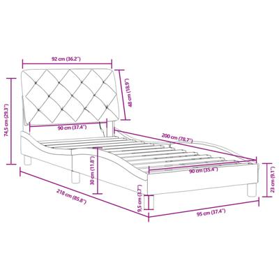 Bedframe met LED-verlichting fluweel blauw 90x200 cm - thumbnail