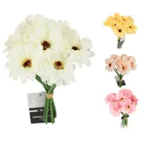 Kunstbloemen gerbera 7 bloemen 23 cm 4 assorti | 24 stuks - thumbnail