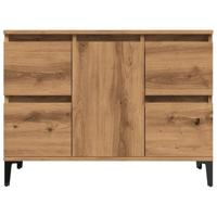 Wastafelkast 80x33x60 cm bewerkt hout artisanaal eikenkleur - thumbnail