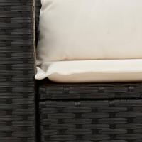 Tuinbank 2-zits met kussens poly rattan zwart - thumbnail