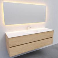 Badkamermeubel Solid Surface AQS Stockholm 150x46 cm Midden Wood Washed Oak Boss & Wessing - thumbnail