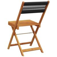 Bistrostoelen 2 st massief acaciahout en polypropeen zwart - thumbnail